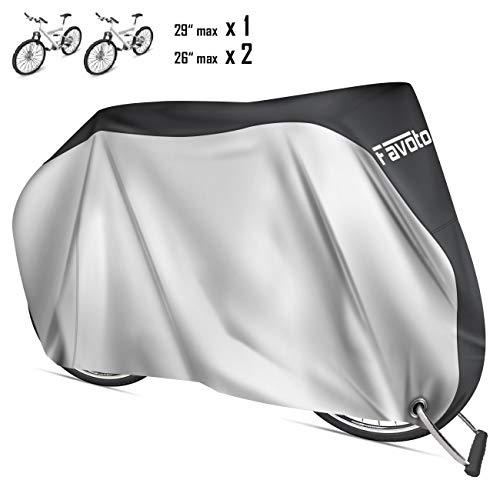 Favoto Funda para Bicicleta Exterior 210D Cubierta Protector al Aire Libre contra Sol Polvo para Montaña Carretera XL Negro+Plata