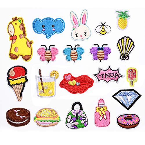 FEGIO Parches Ropa Parche para Coser y Planchar 20 Piezas Patch Sticker Cute DIY Ropa Parches para la camiseta Jeans Ropa Bolsas