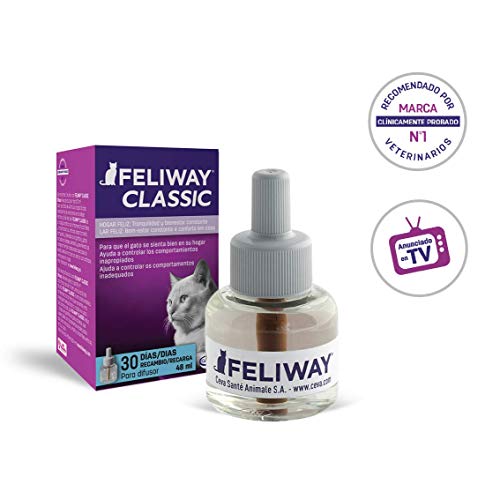 FELIWAY Classic - Antiestrés para Gatos - Marcaje con orina, Miedos, Cambios en el Entorno, Arañazos Verticales - Recambio 48ml