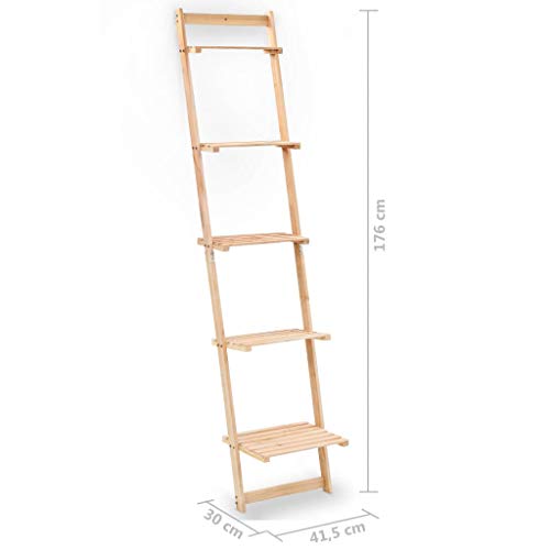 Festnight Estantería de Pared Escalera Librería Escalera Madera de Cedro 41,5x30x176 cm Beige