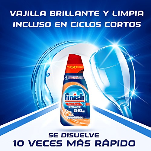 Finish All in 1 Max Power Gel Frescor Antiolor, Detergente Gel para el Lavavajillas, 50 dosis