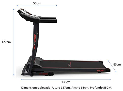 FIT-FORCE Cinta de Correr Plegable 1600W Velocidad hasta 15KM con Entrada de Mp3 y Dos Altavoces 1.5CV