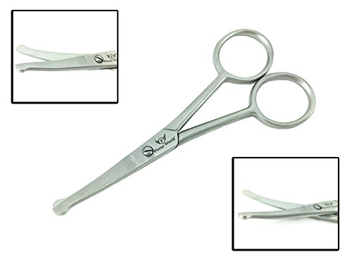 Focus World Nose Hair Scissors, 4” Stainless Steel Professional Facial Hair Eyebrow Beard Eyelashes Ear Hairs and Moustache Scissors Trimmer Comes in a PVC Pouch