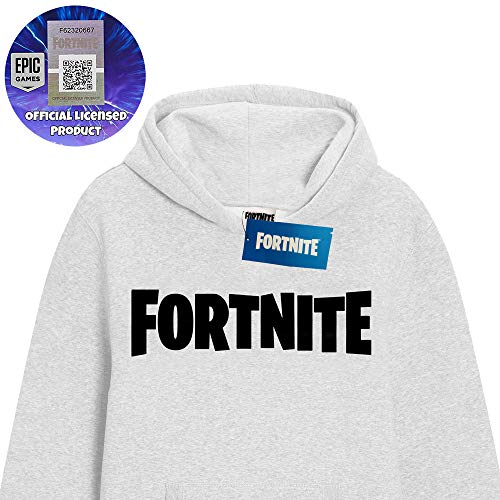 Fortnite Sudadera De Niños, Producto Oficial | Sudaderas para Niños con Manga Larga, Bolsillos Y Capucha | Regalos De Video Gamer Online (14/15 años, Gris)