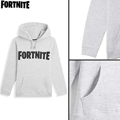 Fortnite Sudadera De Niños, Producto Oficial | Sudaderas para Niños con Manga Larga, Bolsillos Y Capucha | Regalos De Video Gamer Online (14/15 años, Gris)