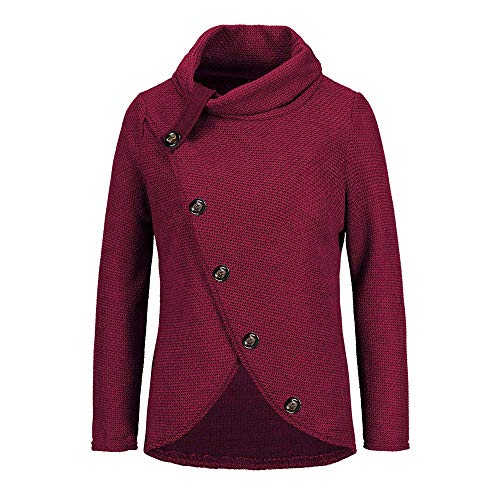 Fossen Mujer Jersey Invierno Irregular Prendas de Punto Collar de la Pila Sudaderas de Manga Larga Cardigan Suéter Talla Grande Abrigo Tamaño S~XXXXXL