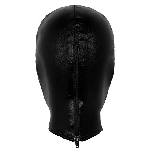 Freebily Pasamontaña Capucha Casco Máscara Disfraz de Fiesta Estirable Permeable al Aire para Adulto Mujer Hombre Cosplay Negro de Látex Talla Única