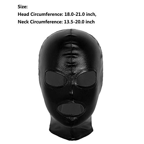 Freebily Pasamontaña Capucha Casco Máscara Disfraz de Fiesta Estirable Permeable al Aire para Adulto Mujer Hombre Cosplay Negro de Látex Talla Única