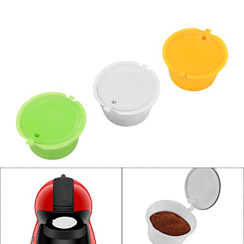 FreeLeben Cápsulas de Café Vainas, 3 Unidades Reutilizable Universal Dolce Gusto Máquina Filtro de Café sin BPA, con Cuchara y Cepillo