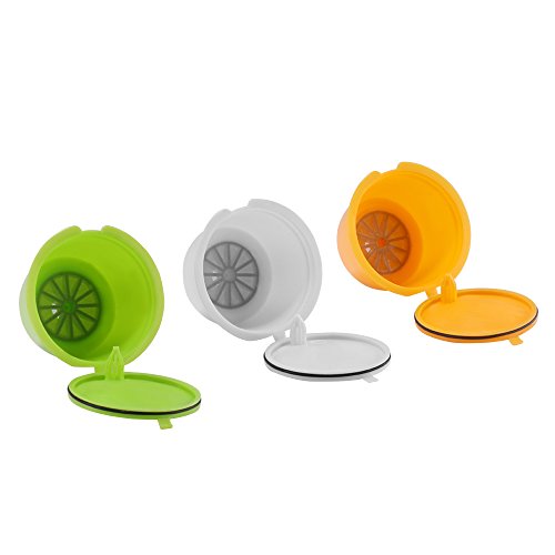 FreeLeben Cápsulas de Café Vainas, 3 Unidades Reutilizable Universal Dolce Gusto Máquina Filtro de Café sin BPA, con Cuchara y Cepillo