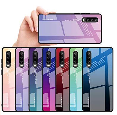 Funda Huawei P30/P30 Pro, Ultra Slim Anti-Rasguño y Resistente Huellas Dactilares Totalmente Protectora Vidrio Gradiente de Color Caso de Duro Cover Case (P30 Pro, Morado Rosa)