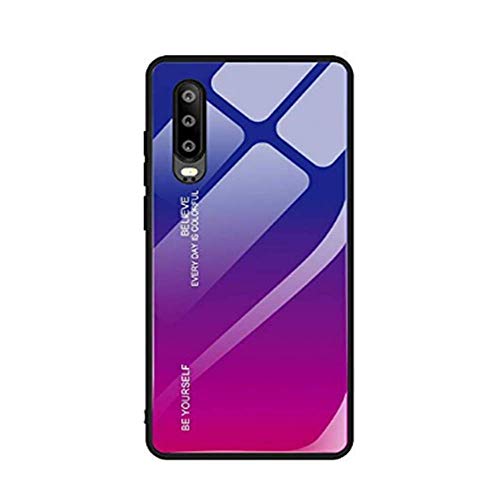 Funda Huawei P30/P30 Pro, Ultra Slim Anti-Rasguño y Resistente Huellas Dactilares Totalmente Protectora Vidrio Gradiente de Color Caso de Duro Cover Case (P30 Pro, Morado Rosa)