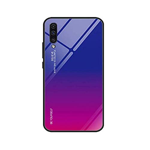 Funda Samsung Galaxy A50, Ultra Slim Anti-Rasguño y Resistente Huellas Dactilares Totalmente Protectora Vidrio Gradiente de Color Caso de Duro Cover Case (Morado Rosa)