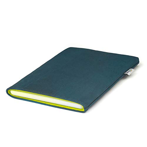 Funda Stilbag eReader Vigo para Kobo Aura H2O - Edition 2 | eBook Reader Bag - Made in Germany | Corcho Gasolina, Fieltro de Lana Verde Manzana