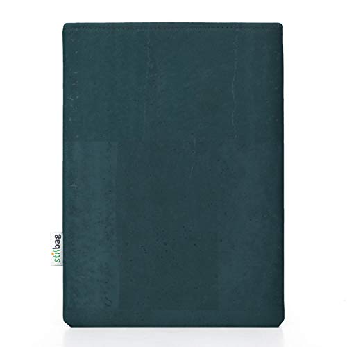 Funda Stilbag eReader Vigo para Kobo Aura H2O - Edition 2 | eBook Reader Bag - Made in Germany | Corcho Gasolina, Fieltro de Lana Verde Manzana