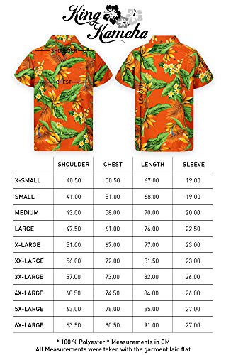 Funky Camisa Hawaiana, Manga Corta, Strelitzie, Naranja, L