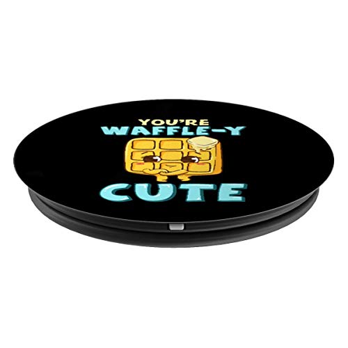 Funny You're Waffle-y Cute Adorable Waffle Breakfast Pun PopSockets Agarre y Soporte para Teléfonos y Tabletas