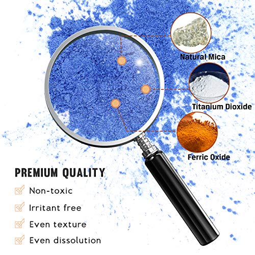 Funxim Pigmentos en Polvo 12pcs × 10g con Cuchara, Pigmentos para Resina Epoxi, Natural Mica Tintes para DIY Slime, Jabon, Pintauñas, Sombra de Ojos, Cera