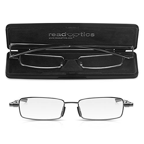 Gafas de Lectura Vista READ OPTICS Plegables | Hombre y Mujer. Sistema Estuche muy Delgado Patentado. Funda Compacta- de Bolsillo. Lentes Graduadas para Leer +1.5 Dioptrías