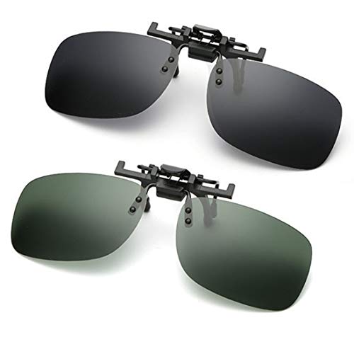 Gafas de sol con clip en la lente polarizada Flip Up, Gafas de sol unisex Sin marco con clip en gafas de sol con receta Filtro de gafas Luz fuerte para anteojos de miopía 2-Pack