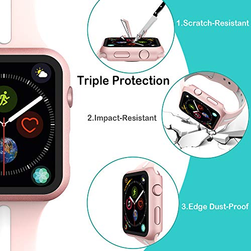 GeeRic Protector de Pantalla Compatible con Apple Watch 42mm Series 3, [2 Pcs] [PC Funda][HD Película] [Completa], Cristal Vidrio Templado Compatible para Apple Watch 42mm Series 3/2/1 Rosa