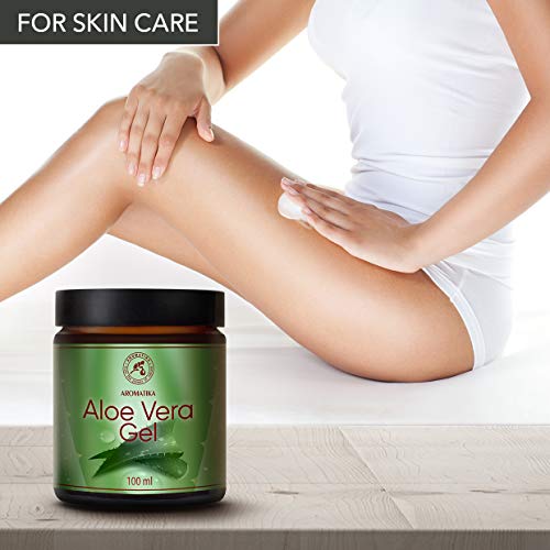 Gel de Aloe Vera 100ml - Aloe Barbadensis - Brasil - 100% Natural - Hidratante & Refrescante & Calmante - Cuidado Facial & Corporal - Cabello (acondicionador) - Calma Después de la Depilación