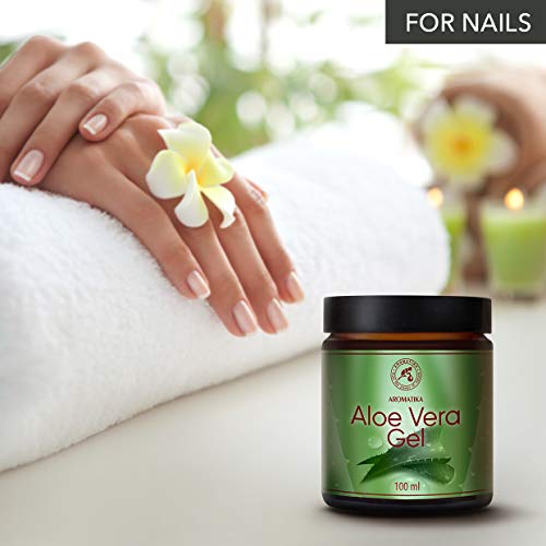 Gel de Aloe Vera 100ml - Aloe Barbadensis - Brasil - 100% Natural - Hidratante & Refrescante & Calmante - Cuidado Facial & Corporal - Cabello (acondicionador) - Calma Después de la Depilación