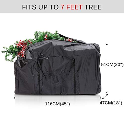 GEMITTO Bolsa de Almacenamiento para árboles de Navidad 210D Oxford, Protección para Árbol de Navidad y Decoraciones, Resistente, Anti-UV & Impermeable 116x47x51cm