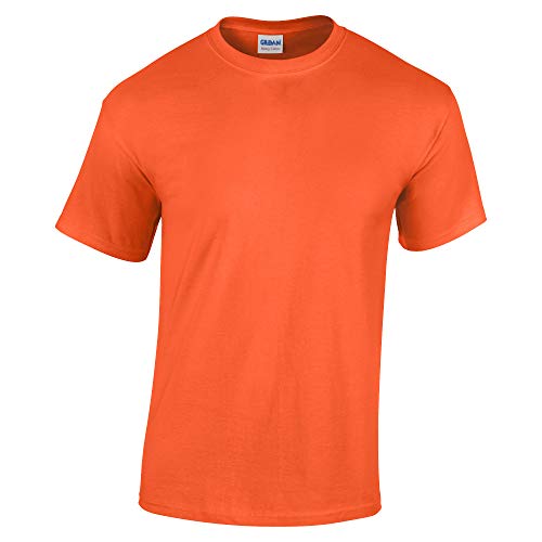 Gildan - Camiseta básica de manga corta Modelo Heavy Cotton para hombre - 100% algodón gordo (Mediana (M)/Naranja)