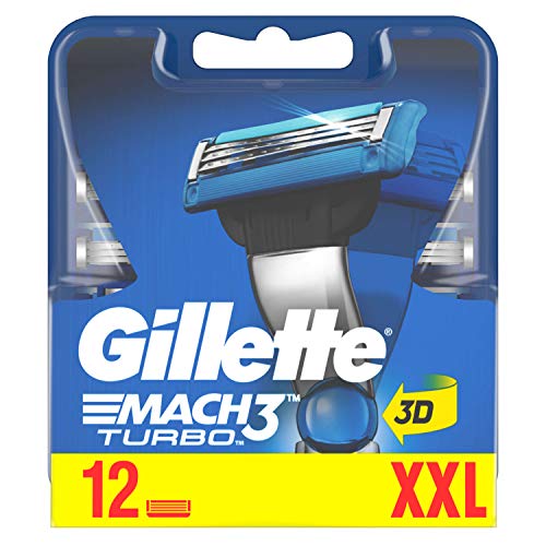 Gillette Mach3 Turbo - Cuchillas de afeitar (12 unidades, 60 g)