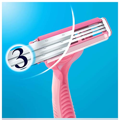 Gillette Venus-Simply 3 cuchillas de afeitar desechables con banda lubricante, 3 hojas, 6 unidades