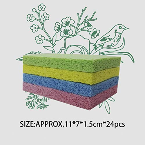 Greenet Esponjas de limpieza de celulosa Pack de 24 esponjas de cocina 100% natural Super duraderas reutilizables y biodegradables