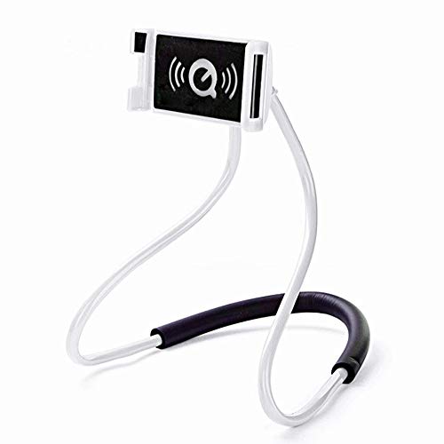 Gresunny soporte telefono movil cuello cisne universal soporte para teléfono móvil celular para colgar en el cuello 360 grados de rotación flexible soporte perezoso para smartphone móvil tablet Blanco