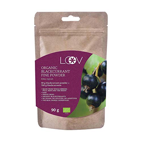 Grosella Negra en Polvo: Orgánica, Rica en Antioxidantes y Vitamina C, 100% Obtenida a Partir de Fruta Entera, 90 g, Cruda, Cultivada en el Norte de Europa, Sin Azúcar, Sin Aditivos