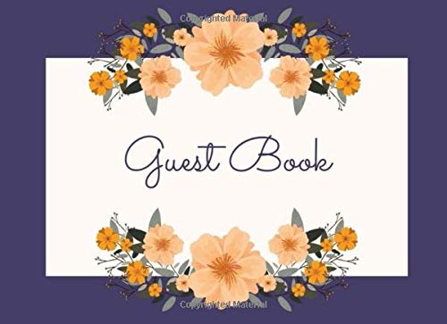 Guest Book:: Violet Peach Blush Boho Floral Illustration: Birthday, Weddings, Bridal Shower, Baby Shower, Anniversary, Graduation, Retirement, ... Single-sided Sign-in Guestbook (110 pages)