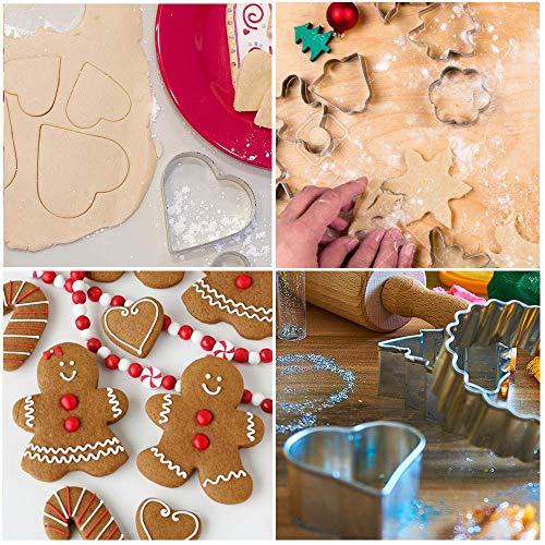 Gyvazla Moldes de Galletas, 35pcs Acero Inoxidable Galletas Cortador para Cookie, Fondant, Formas Navideña Variadas Fiesta Navidad Galletas