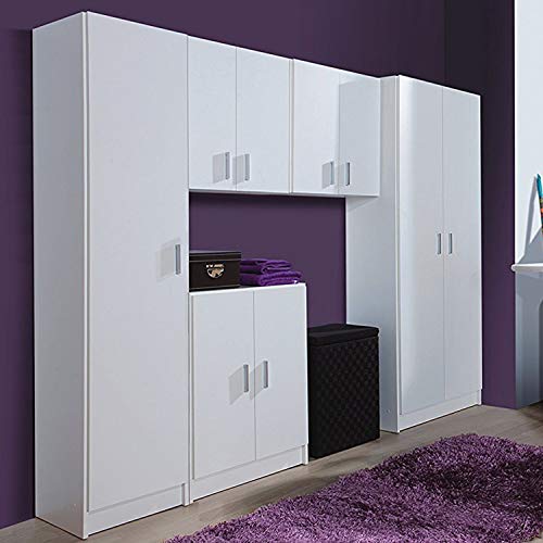 Habitdesign 007141O - Mueble Armario Multiusos, 1 Puerta, Color Blanco, Medidas: 37 cm (Largo) x 182 cm (Alto) x 37 cm (Fundo)