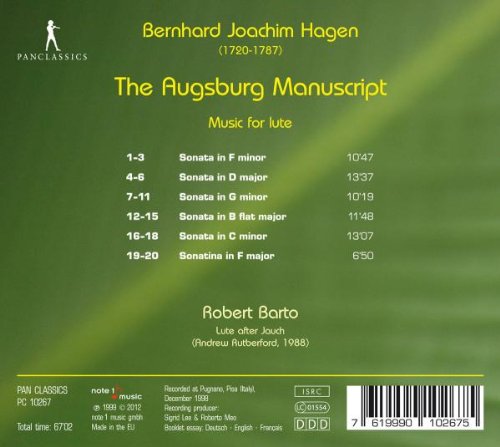 Hagen: El Manuscrito De Augsburgo (Musica Para Laud) / Barto