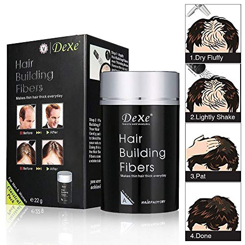 Hair Building Fibers,Fibre Construcción de pelo Fibras de Cabello Naturales,Cabello fino y Escaso para Hombres y Mujeres-Efecto Inmediato (Marron oscuro)