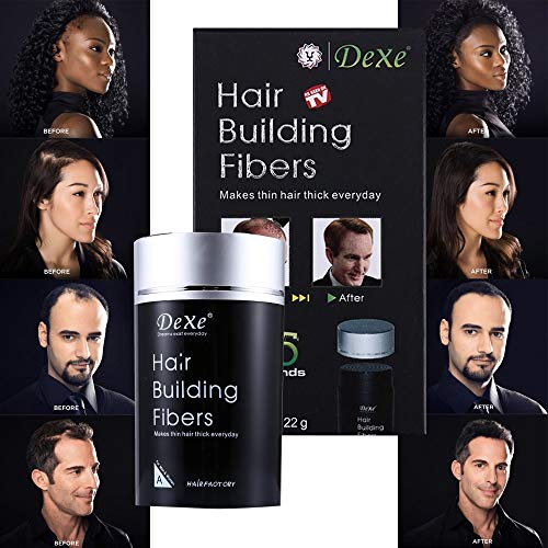 Hair Building Fibers,Fibre Construcción de pelo Fibras de Cabello Naturales,Cabello fino y Escaso para Hombres y Mujeres-Efecto Inmediato (Marron oscuro)