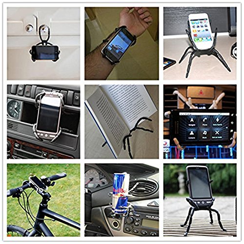 Haodou Soporte de teléfono con araña Flexible - Soporte Universal Flexible y Totalmente Ajustable Soporte de Soporte Cuna para Cualquier automóvil o Bicicleta. Se ajustará a iPhone 6 7 (Negro)