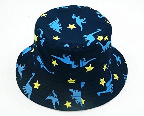 Happy Cherry - Sombrero Pescador para Niños Bebé 1-2 Años Primavera Verano Infantil Gorra de Estampado de Dinosaurio Bucket Hat Protectora del Sol para Playa Viajes Algodón - Azul Oscuro - 50cm