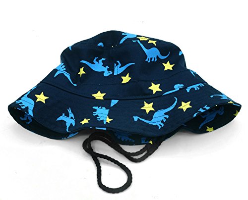 Happy Cherry - Sombrero Pescador para Niños Bebé 1-2 Años Primavera Verano Infantil Gorra de Estampado de Dinosaurio Bucket Hat Protectora del Sol para Playa Viajes Algodón - Azul Oscuro - 50cm