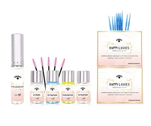 Happy Lashes - Kit Profesional Lifting de Pestañas Permanente - Queratina para Lograr Pestañas Largas - Rizos y Elevación Natural - Almohadillas, Sueros y Set de Herramientas de Calidad de Salón