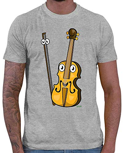 Hariz – Camiseta para hombre, diseño de violín con texto en inglés gris L