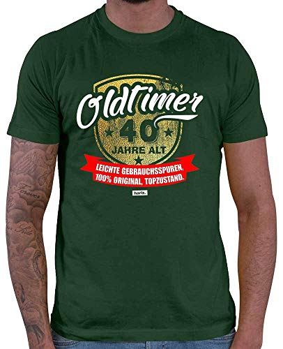 Hariz Oldtimer - Camiseta para hombre, diseño de 40 años, con texto en alemán verde oscuro L