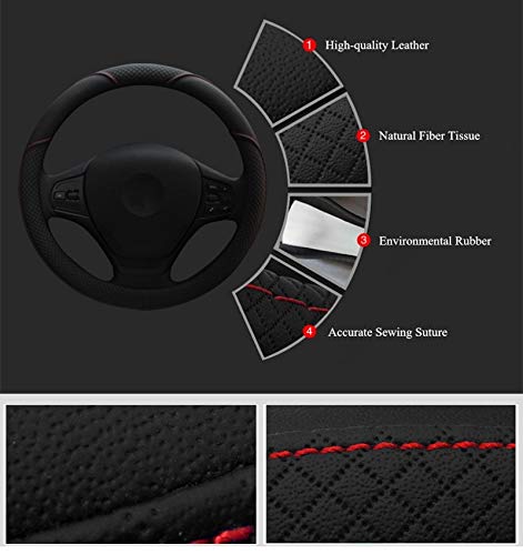 HCMAX Microfibra Suave Funda para Volante Cubierta del Volante del Vehículo Confortable Protector del Volante del Coche Universal Diámetro 38cm (15")