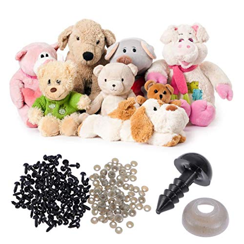 Healifty 200Pcs Ojos de Seguridad de Plástico Ojos Negros Muñeca Ojos Junta para Bricolaje Artesanía Animales de Peluche Osos Juguetes 8 Mm