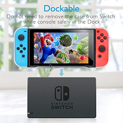 HEYSTOP Carcasa Nintendo Switch, Funda Nintendo Switch con Protector de Pantalla para Nintendo Switch Console y Joy Cons con 6 Agarres para el Pulgar