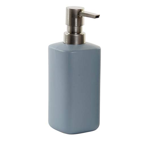 Hogar y Mas Dosificadores de Jabón Mate en Cerámica para Baño o Cocina, Dosificador de Jabón Manos/Ducha 7x19 cm - Azul Claro